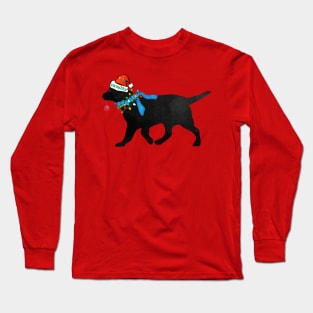 Black Lab Christmas Naughty Dog Long Sleeve T-Shirt